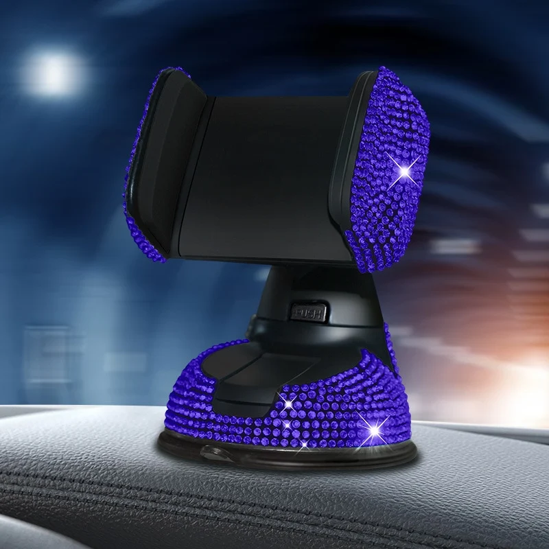 Diamantbesetzter Auto-Handyhalter Kristall-Luftauslass Handy-Ständer Armaturenbrett Auto-Navigation Saugnapf-Regal Frauen