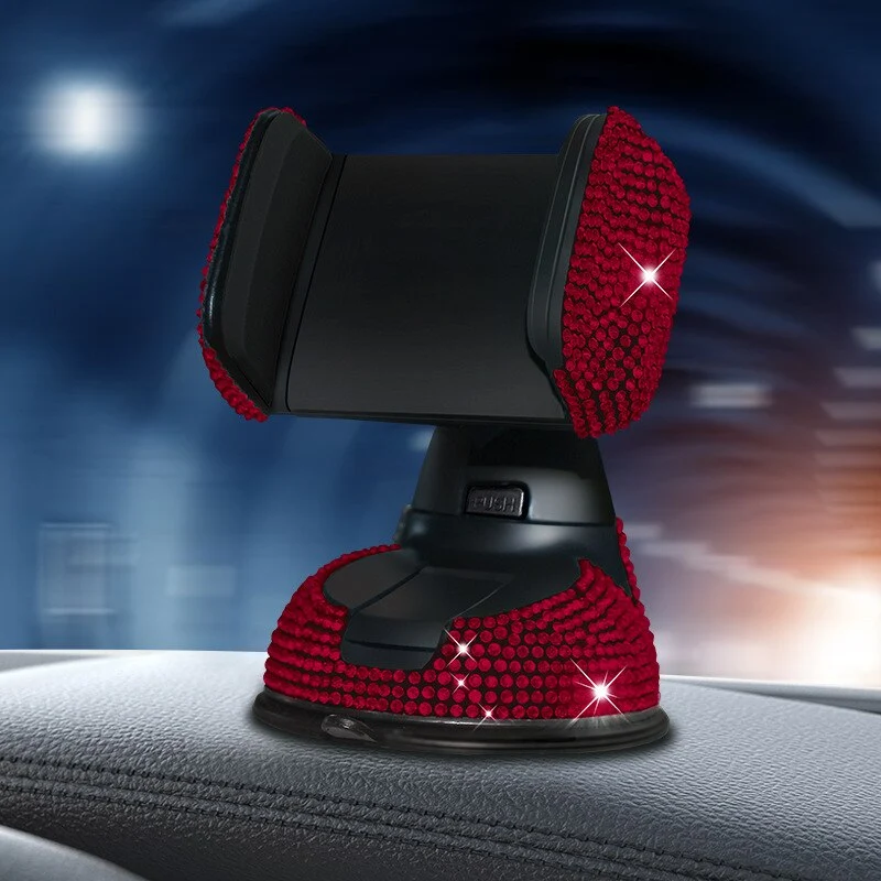 Diamantbesetzter Auto-Handyhalter Kristall-Luftauslass Handy-Ständer Armaturenbrett Auto-Navigation Saugnapf-Regal Frauen
