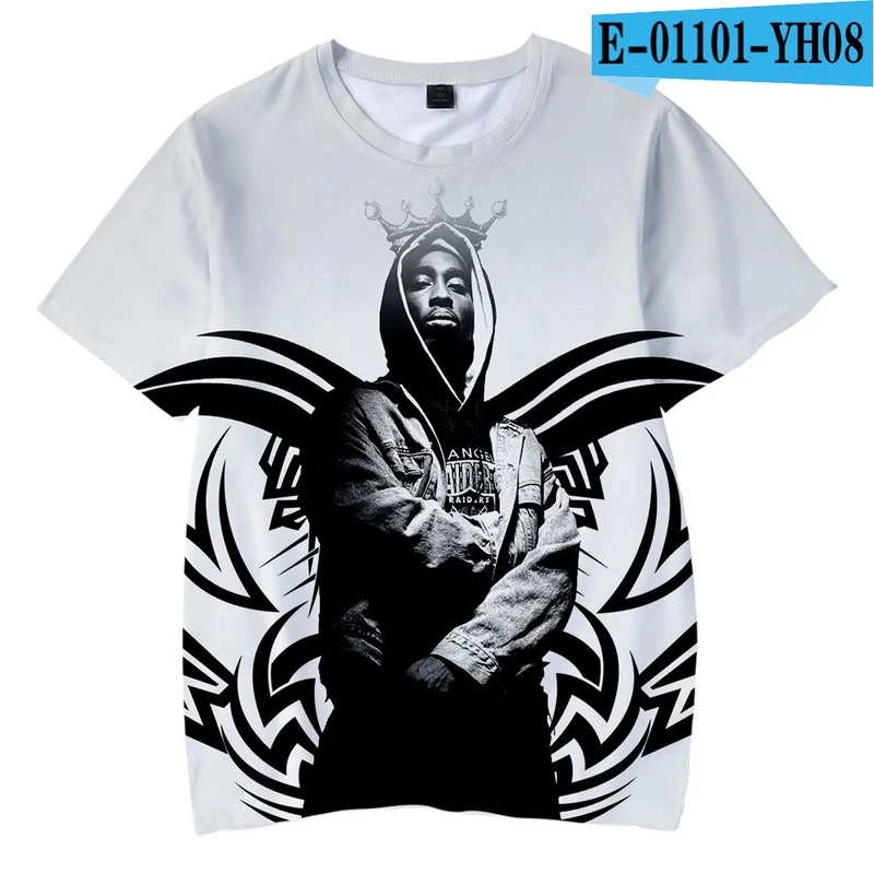 Herren 2Pac Tupac 3D T-Shirt Rundhals Unisex Sommer Streetwear Rapper