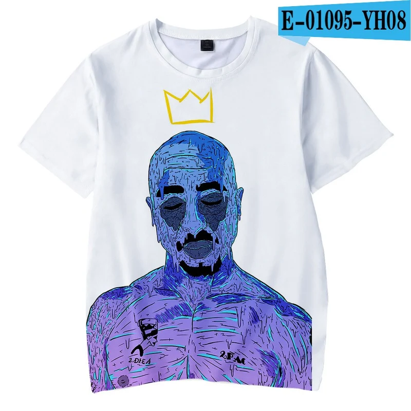 Herren 2Pac Tupac 3D T-Shirt Rundhals Unisex Sommer Streetwear Rapper