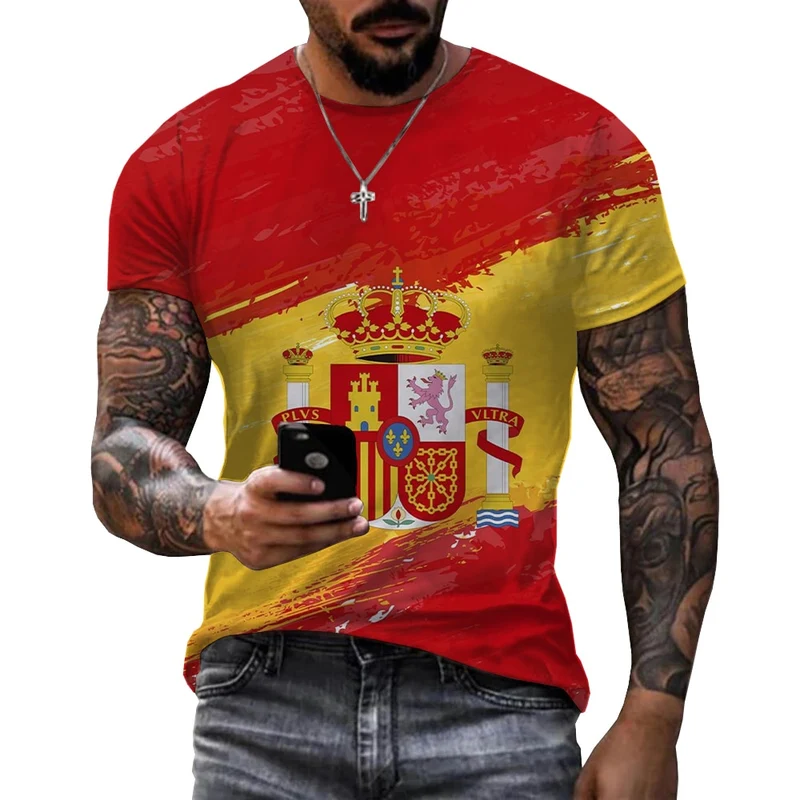 Herren Spanien Spain 3D T-Shirt Rundhals Unisex Sommer Streetwear