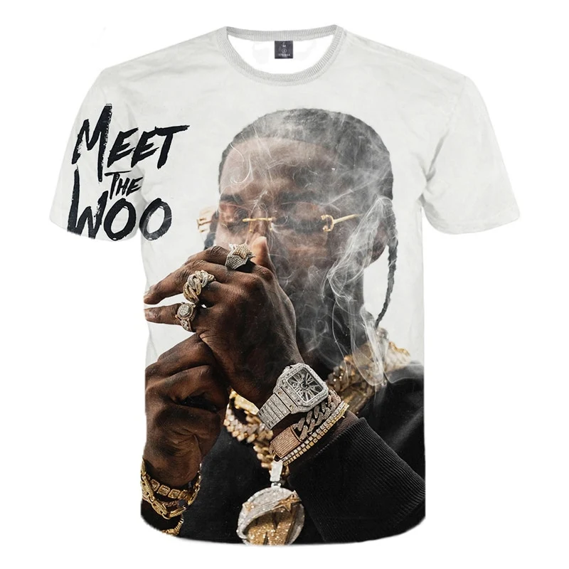 Herren Rapper Pop Smoke 3D T-Shirt Rundhals Unisex Sommer Streetwear
