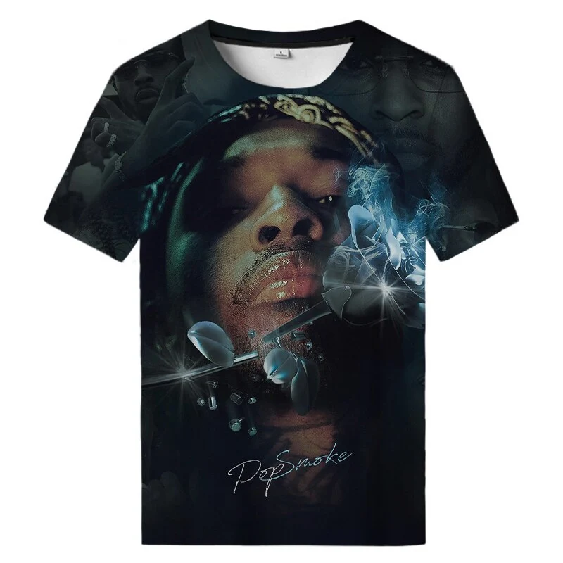 Herren Rapper Pop Smoke 3D T-Shirt Rundhals Unisex Sommer Streetwear