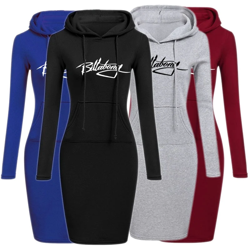 Dame Kapuzenpullover Minikleid Hoodie Sweatshirt Longtops Tunika Jumper Kleider Streetwear