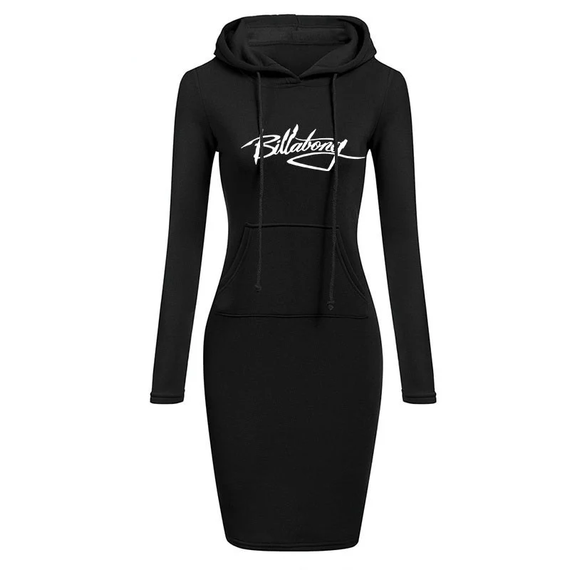 Dame Kapuzenpullover Minikleid Hoodie Sweatshirt Longtops Tunika Jumper Kleider Streetwear