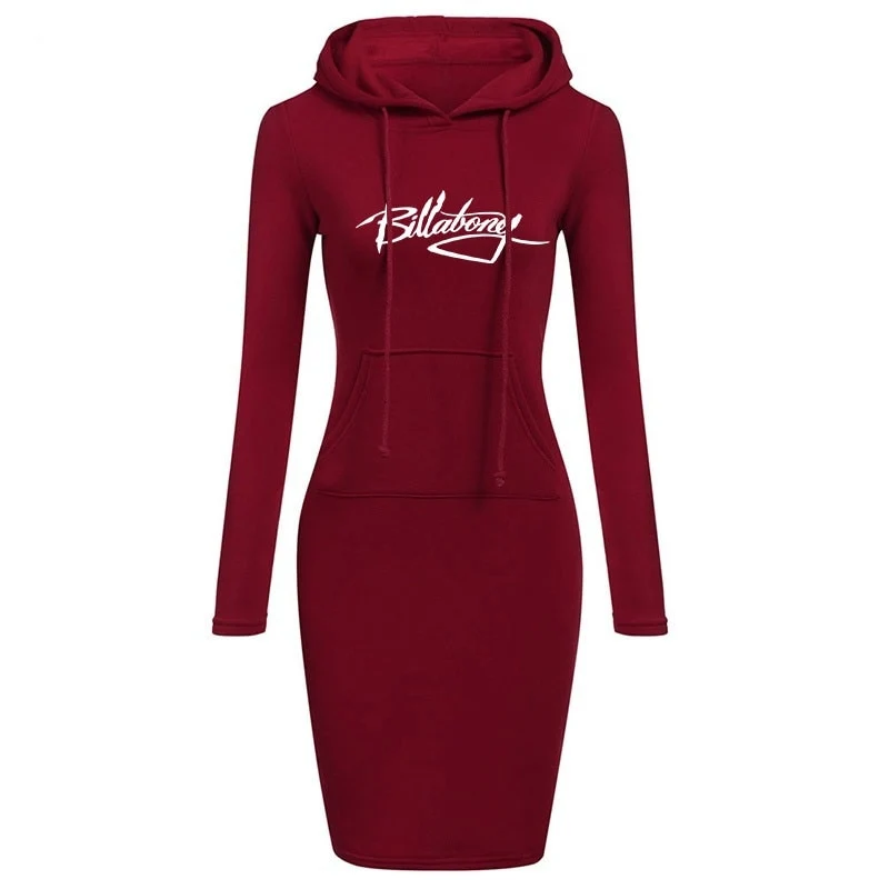 Dame Kapuzenpullover Minikleid Hoodie Sweatshirt Longtops Tunika Jumper Kleider Streetwear