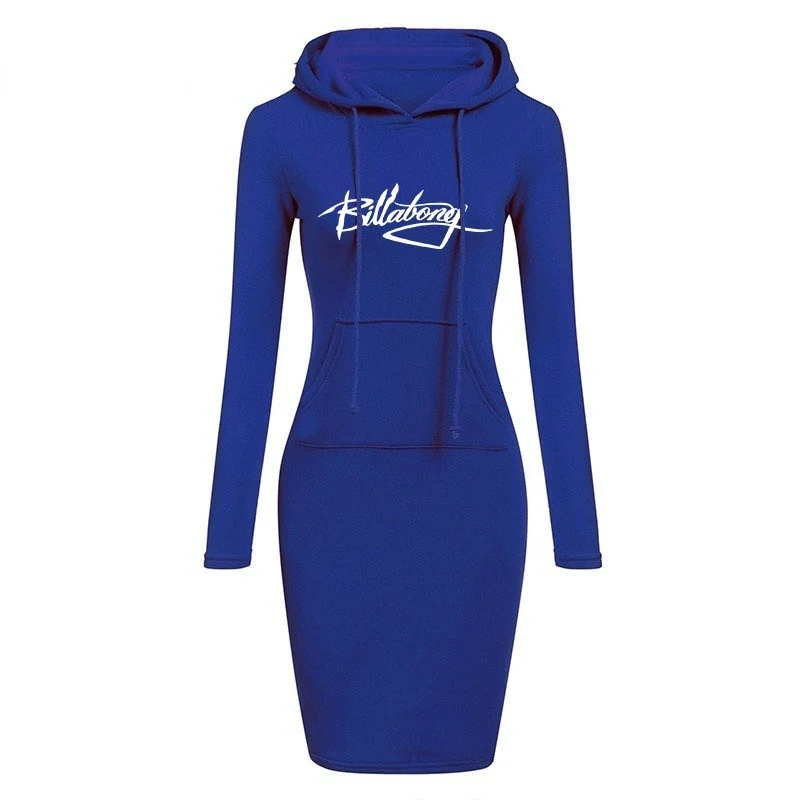 Dame Kapuzenpullover Minikleid Hoodie Sweatshirt Longtops Tunika Jumper Kleider Streetwear