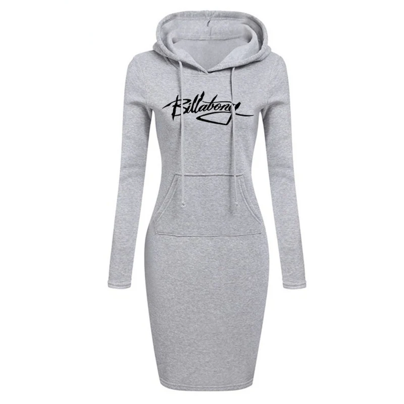 Dame Kapuzenpullover Minikleid Hoodie Sweatshirt Longtops Tunika Jumper Kleider Streetwear