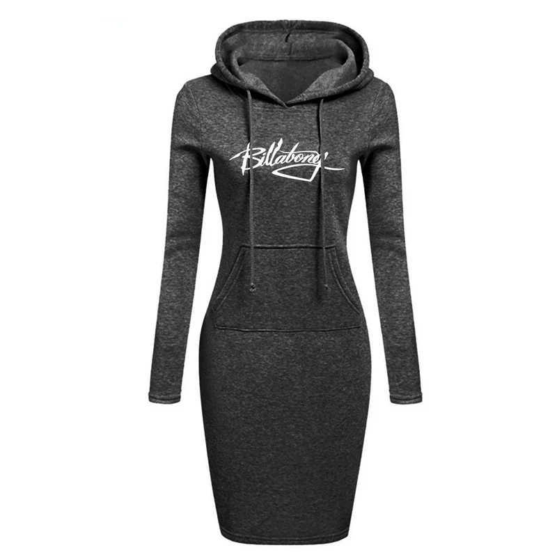 Dame Kapuzenpullover Minikleid Hoodie Sweatshirt Longtops Tunika Jumper Kleider Streetwear