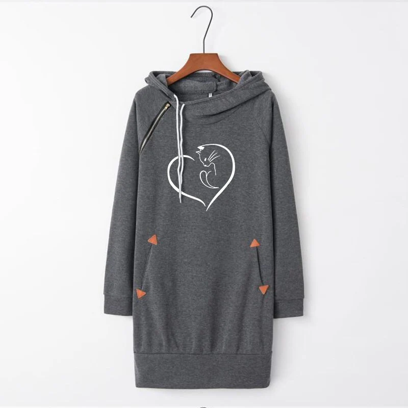 Dame Kapuzenpullover Minikleid Hoodie Sweatshirt Longtops Tunika Jumper Kleider Streetwear
