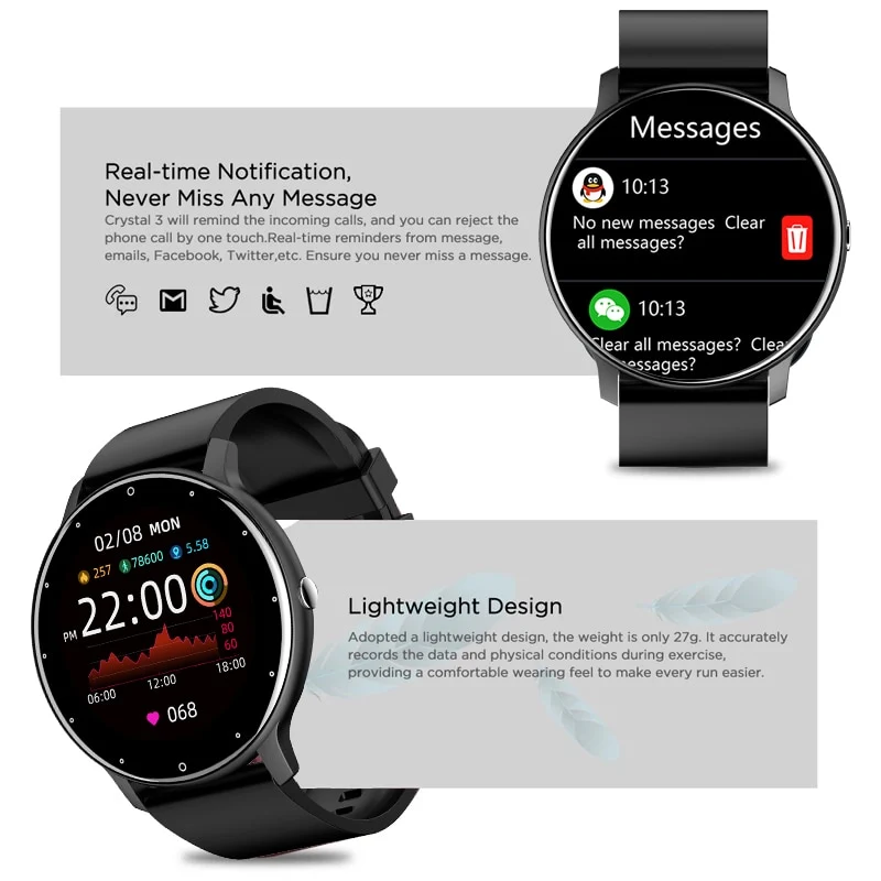 Bluetooth Smart watch Fitness Tracker Sport Uhr Puls Armband SpO2 IP67 Wasserdicht