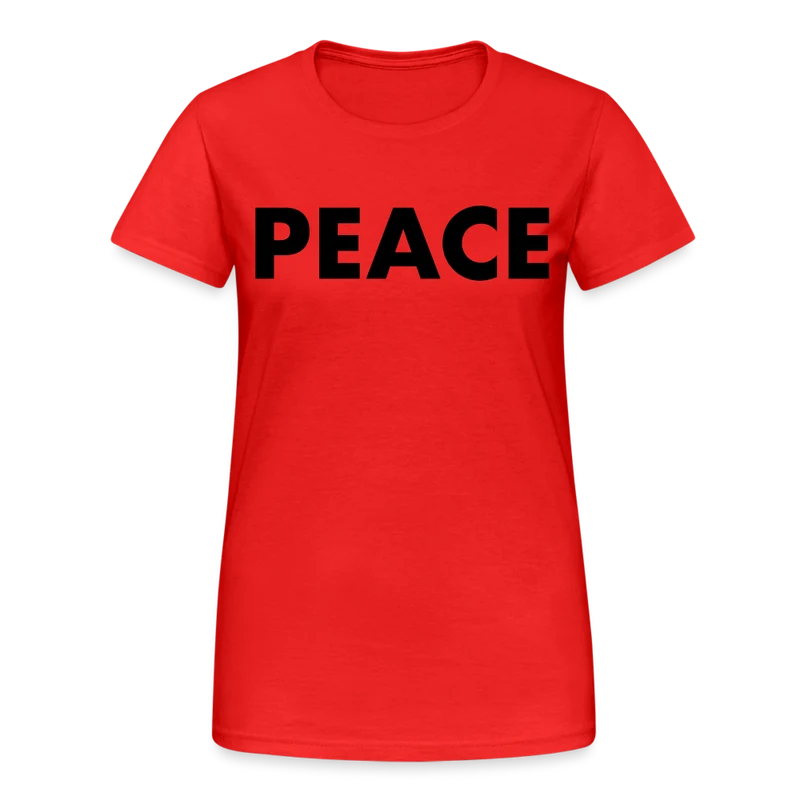 T-Shirt Damen Oberteil Frauen Peace kurzarm Shirt Baumwolle Rundhals