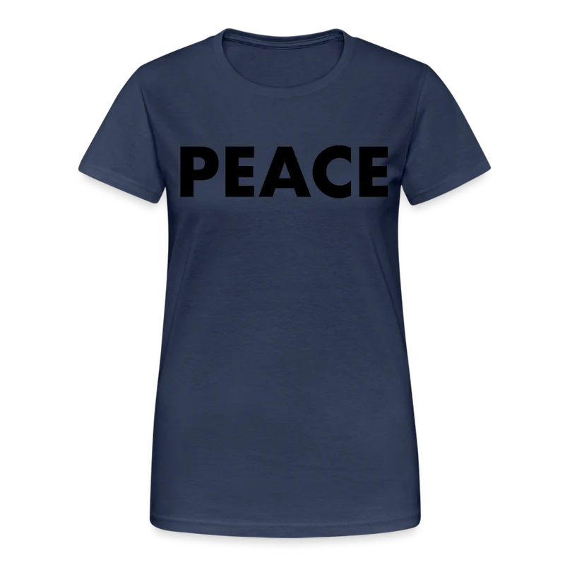 T-Shirt Damen Oberteil Frauen Peace kurzarm Shirt Baumwolle Rundhals