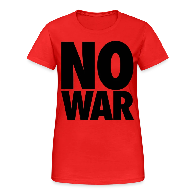 T-Shirt Damen Oberteil Frauen No War kurzarm Tshirt Baumwolle Rundhals