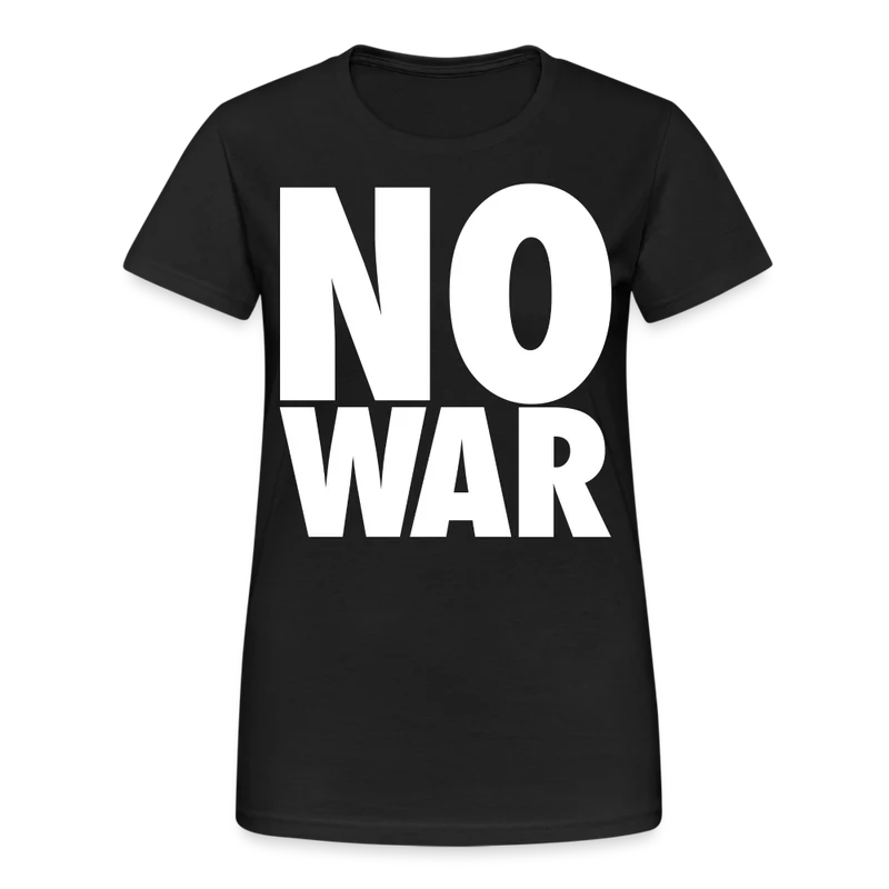 T-Shirt Damen Oberteil Frauen No War kurzarm Tshirt Baumwolle Rundhals