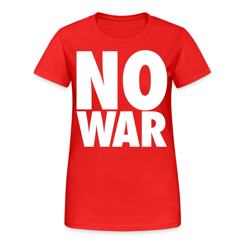 T-Shirt Damen Oberteil Frauen No War kurzarm Tshirt Baumwolle Rundhals