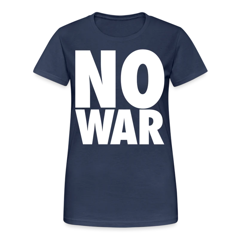 T-Shirt Damen Oberteil Frauen No War kurzarm Tshirt Baumwolle Rundhals