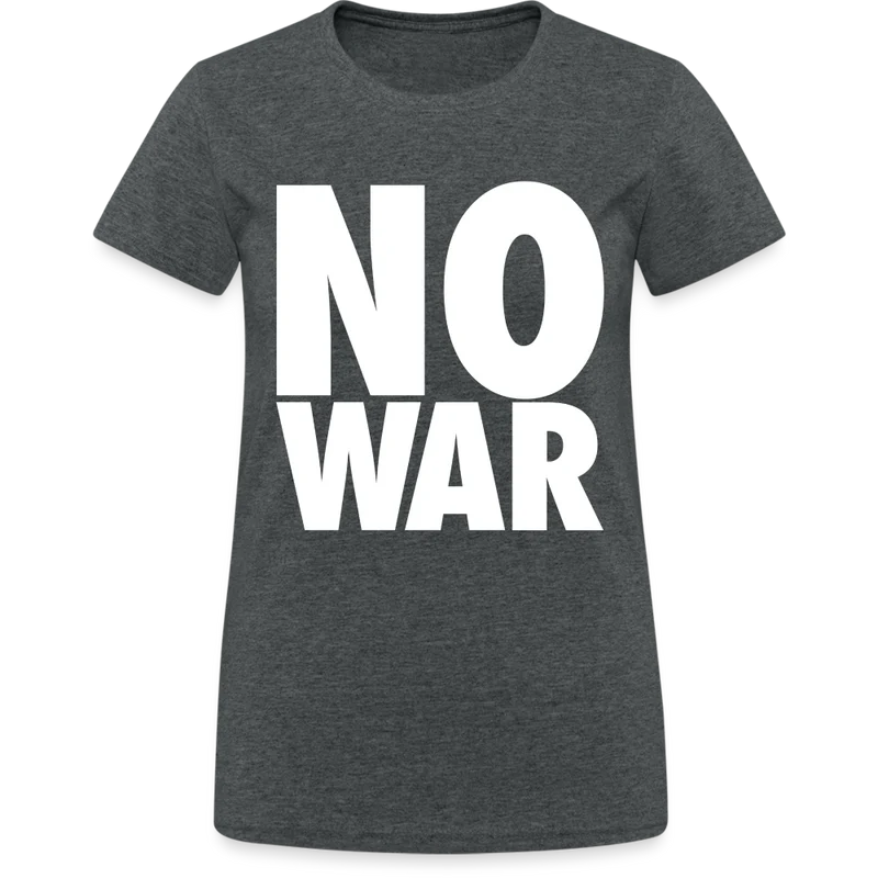 T-Shirt Damen Oberteil Frauen No War kurzarm Tshirt Baumwolle Rundhals