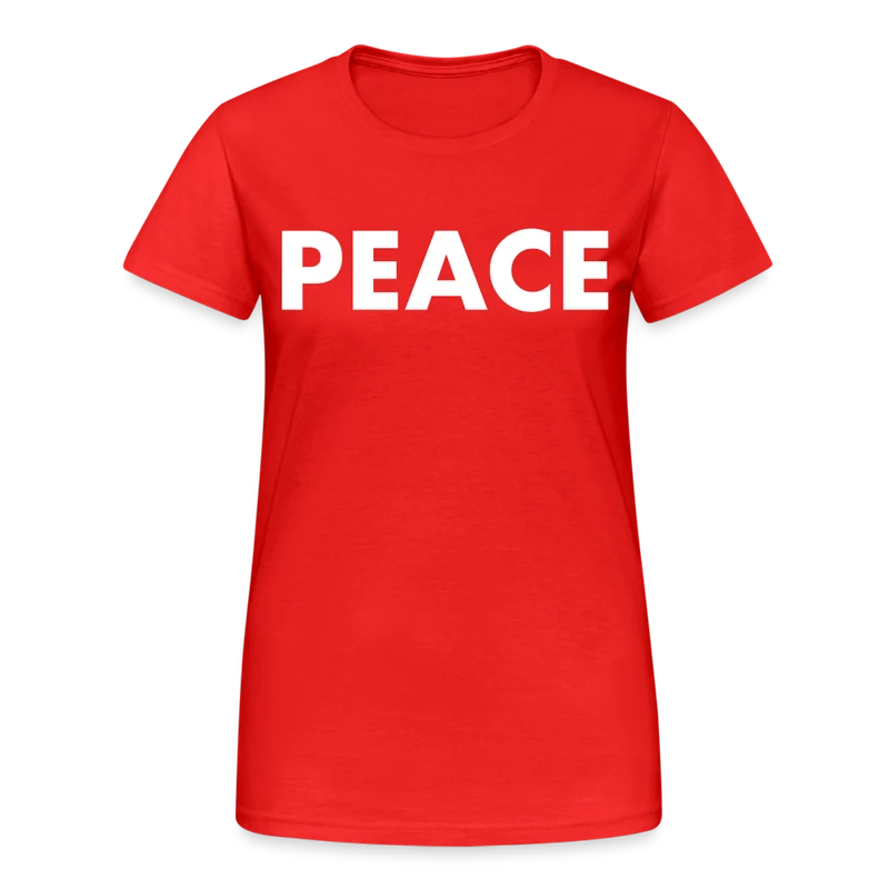 T-Shirt Damen Oberteil Frauen Peace kurzarm Tshirt Baumwolle Rundhals