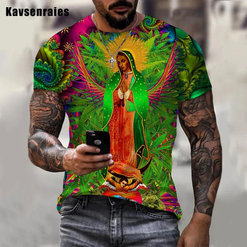 Herren Heilige Madonna 3D T-Shirt Rundhals Unisex Sommer Streetwear Men