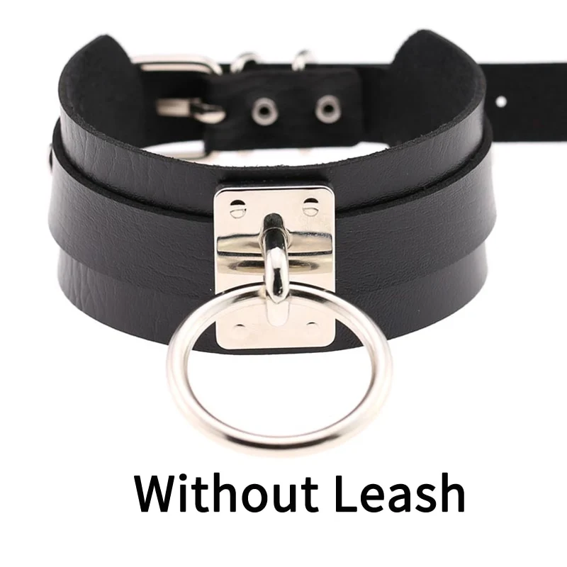 Frauen Sexy Punk Leder Dessous Halsband O-Ring Gürtelschnalle Halskette