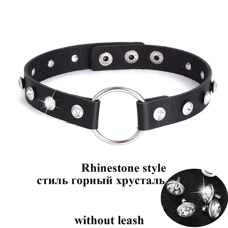 Frauen Sexy Punk Leder Dessous Halsband O-Ring Gürtelschnalle Halskette