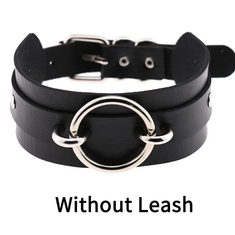 Frauen Sexy Punk Leder Dessous Halsband O-Ring Gürtelschnalle Halskette