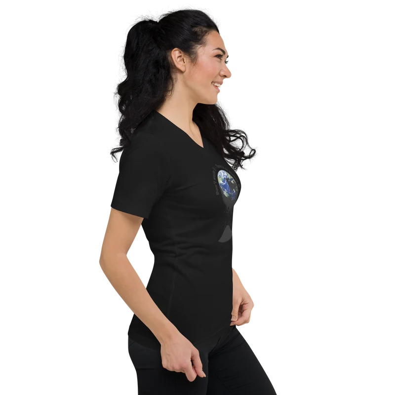 Kurzärmeliges Unisex-T-Shirt mit V-Ausschnitt Don't waste it. There is no Planet B.