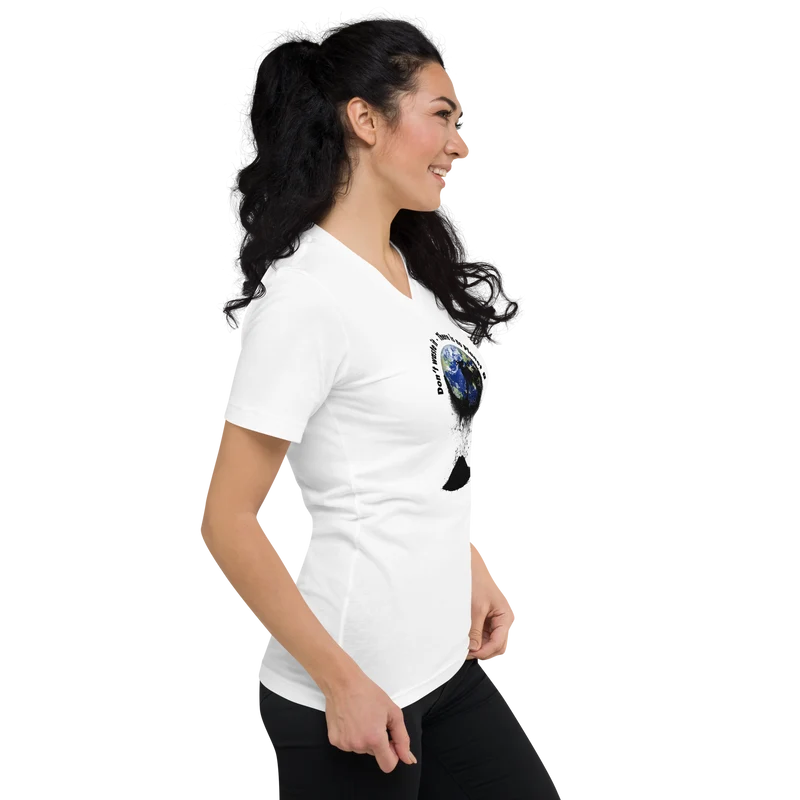 Kurzärmeliges Unisex-T-Shirt mit V-Ausschnitt Don't waste it. There is no Planet B.