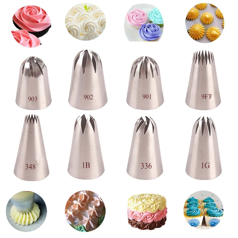8 Stk Sahnetülle Spritztüllen Edelstahl für Kuchen und Süßwaren Küchenhelfer