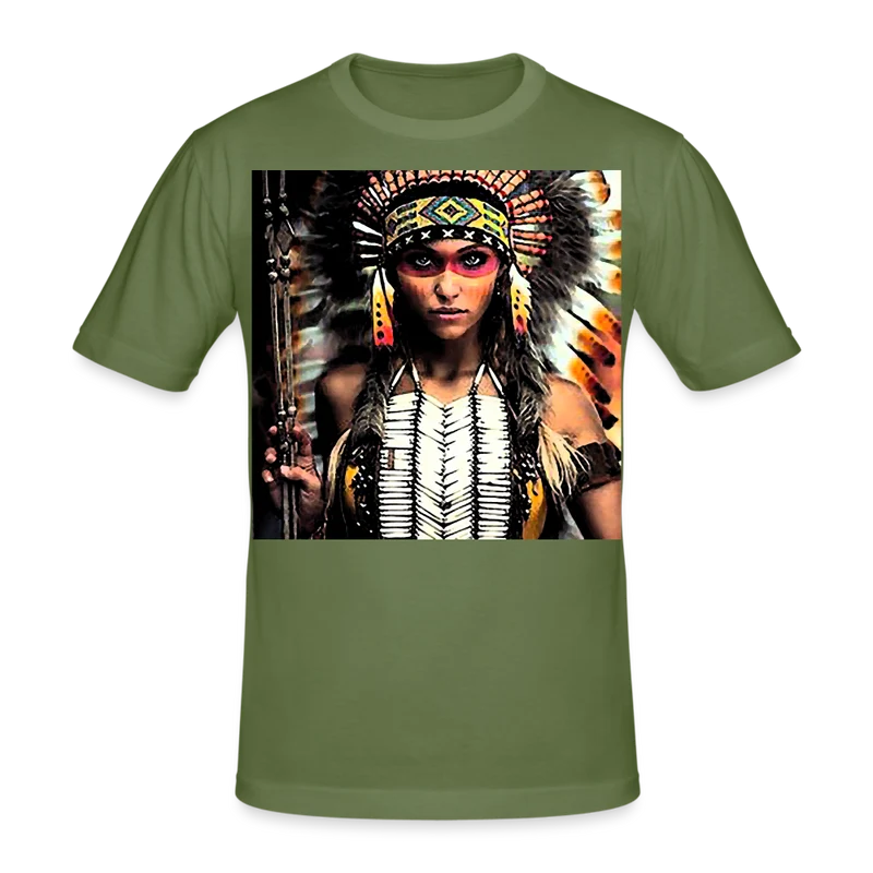 Männer Gildan Heavy Kurzarm T-Shirt Streetwear Indianer