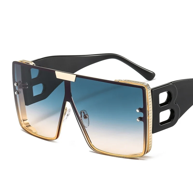 Designer Sonnenbrille Damen Herren Quadratische Übergröße Gläser Vintage UV400