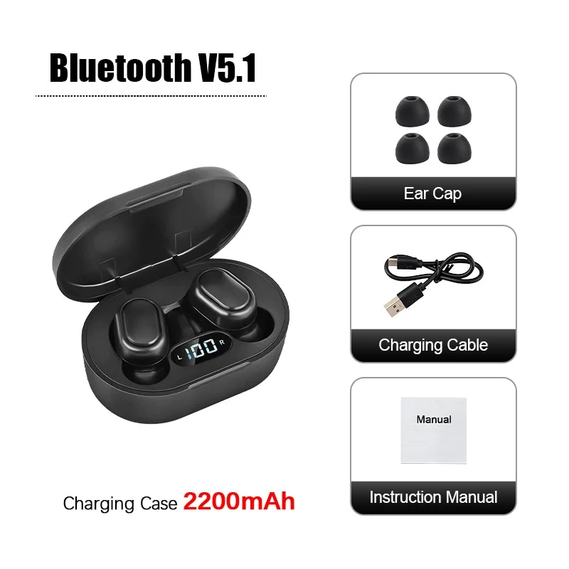 Bluetooth 5,2 Kopfhörer Mini Gaming Headset Stereo Ohrhörer EarBuds mit Mikro
