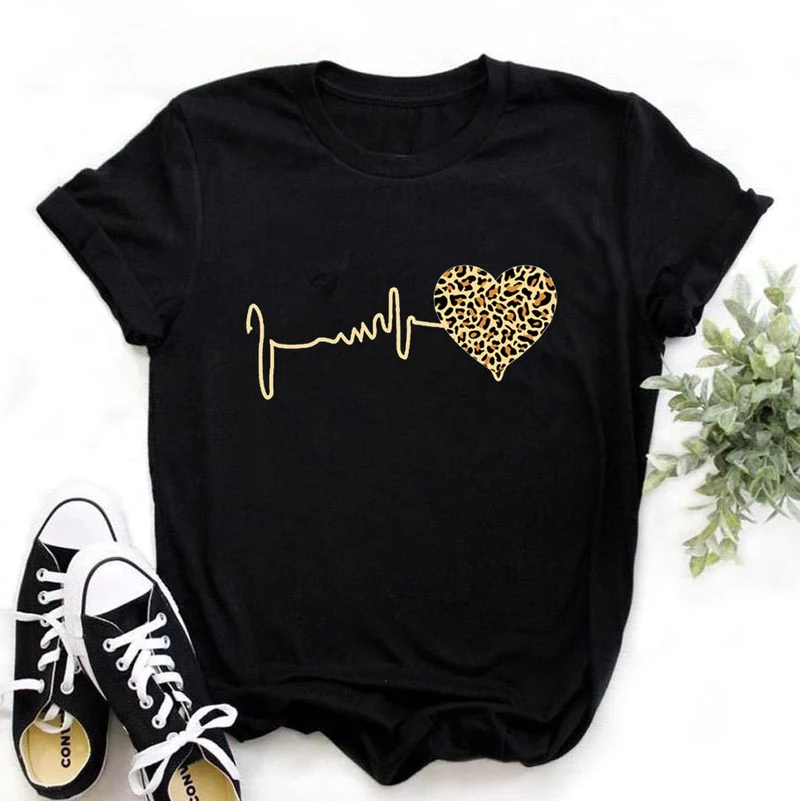 Damen Sommer Top 3D Leopard T-Shirt Rundhals Streetwear lockeres Damentop