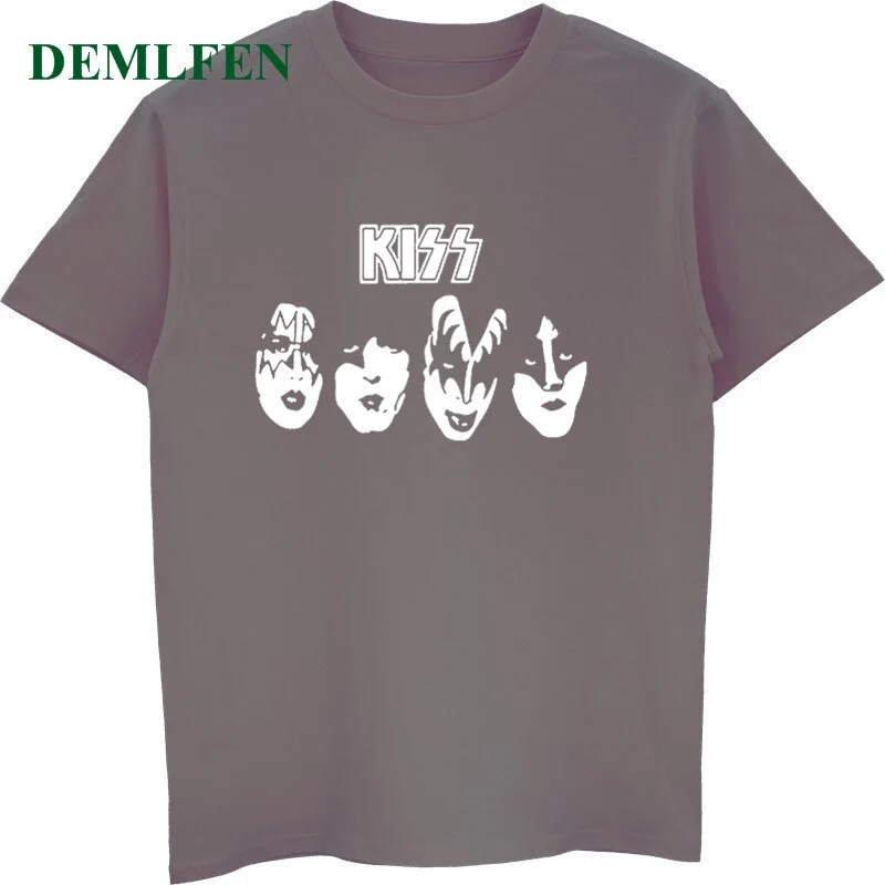Herren Kiss Rock Band T-Shirt Rundhals Unisex Sommer Streetwear 100% Baumwolle