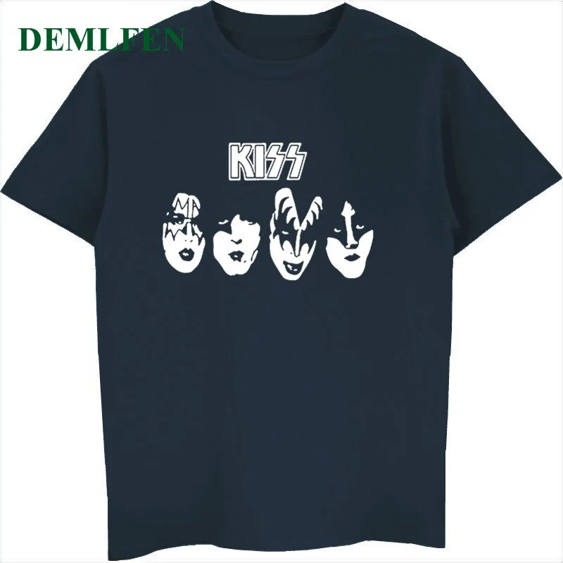 Herren Kiss Rock Band T-Shirt Rundhals Unisex Sommer Streetwear 100% Baumwolle