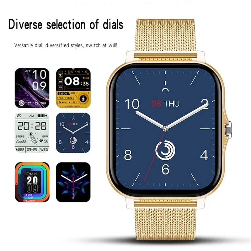 Frauen Smart Watch Männer Farbdisplay Full Touch Fitness Tracker Bluetooth Damen Smartwatch