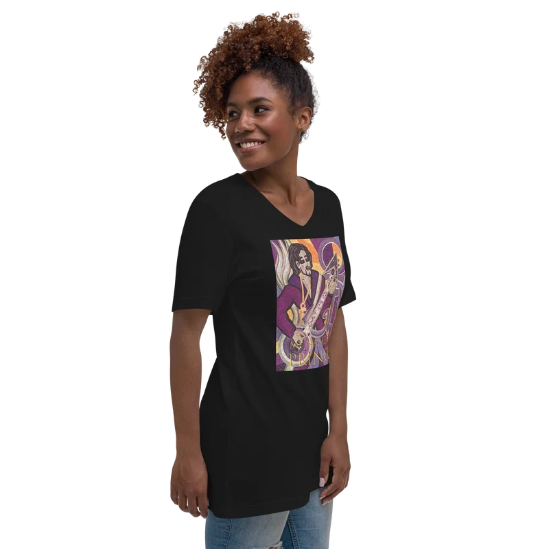 Kurzärmeliges Unisex-T-Shirt mit V-Ausschnitt My name is Prince