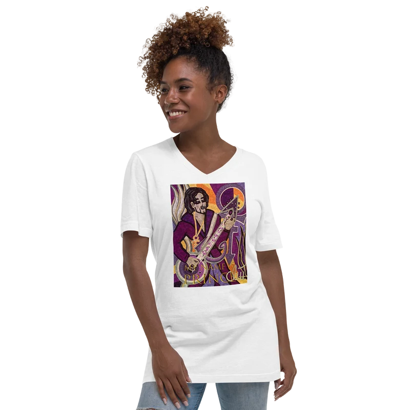 Kurzärmeliges Unisex-T-Shirt mit V-Ausschnitt My name is Prince