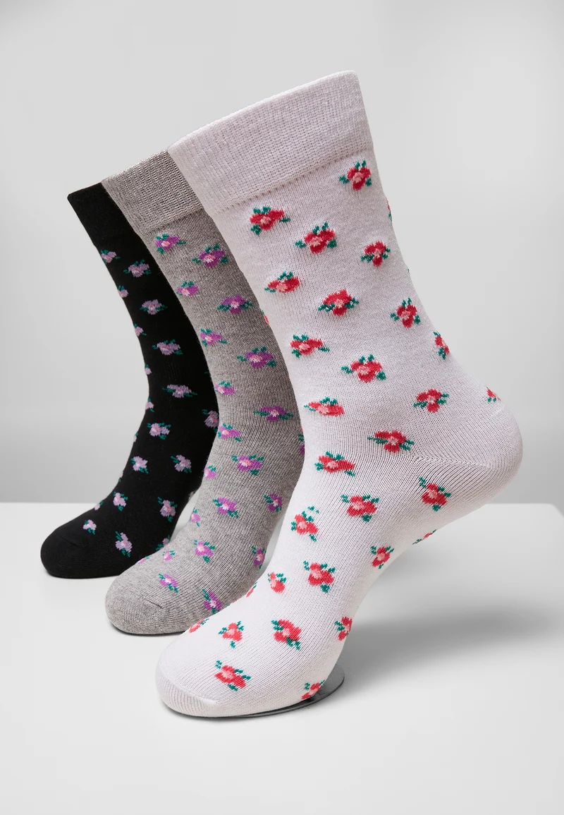 UC Recycled Yarn Flower Socks 3-Pack
