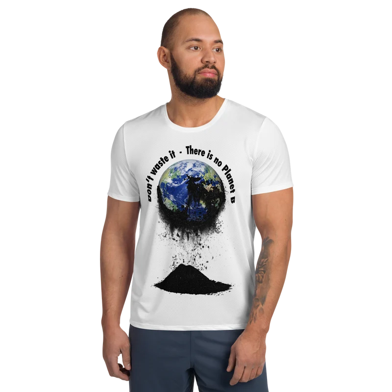 Allover-Sport-T-Shirt für Herren Don't waste it. There is no Planet B.