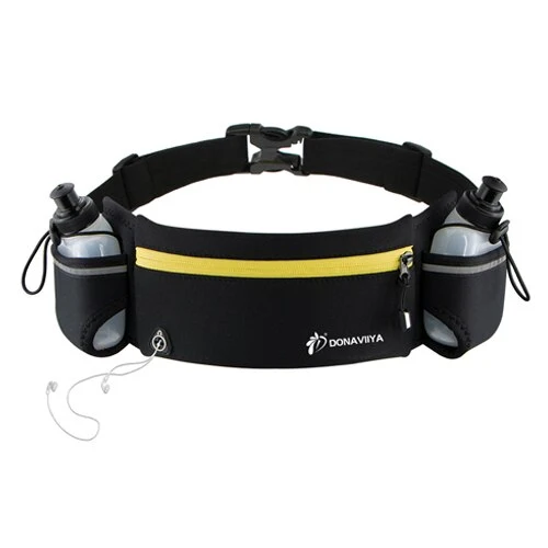 Laufen Gürtel mit 2 Wasserflaschen Taille Pack Reißverschlusstasche Tasche Joggen