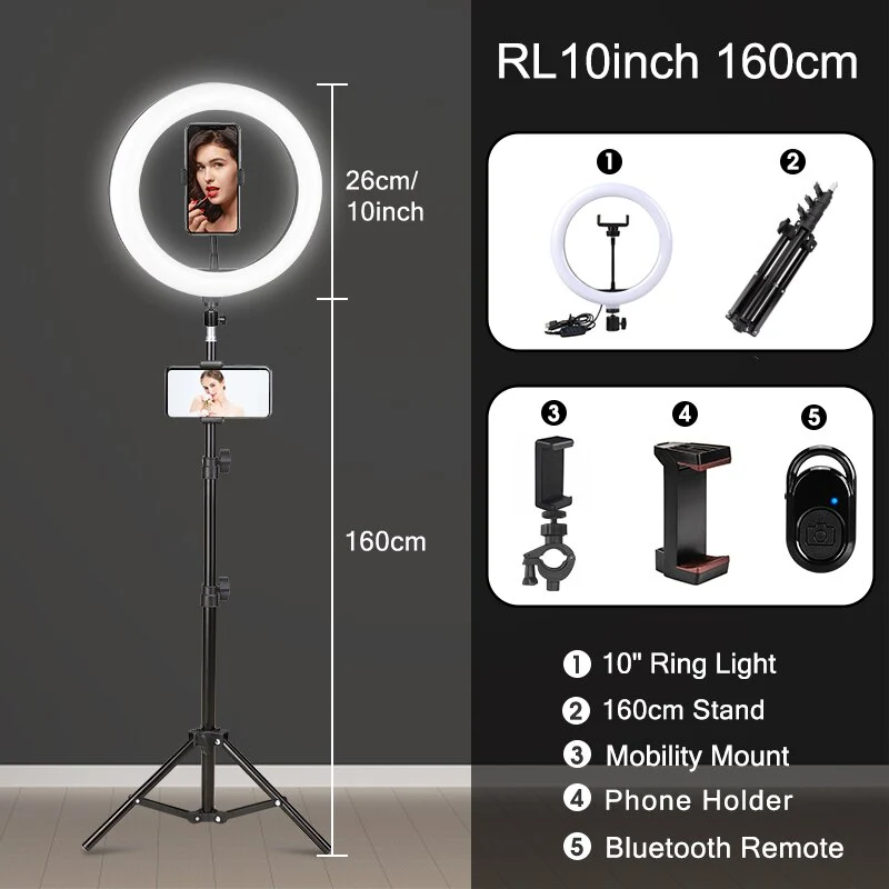 Selfie Ringlicht mit Stativ-Ständer 6 Zoll LED Ring Fotografie