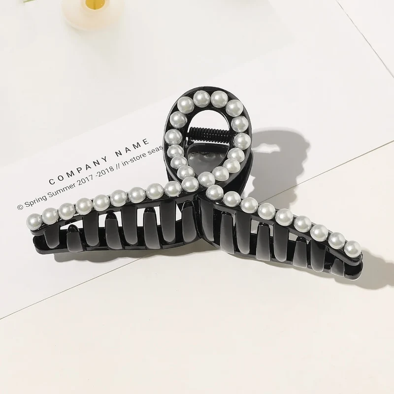 Damen Groß Perlen Haar Klauen Elegant Acryl Haarspange Hyperbole Haarklammer Neu