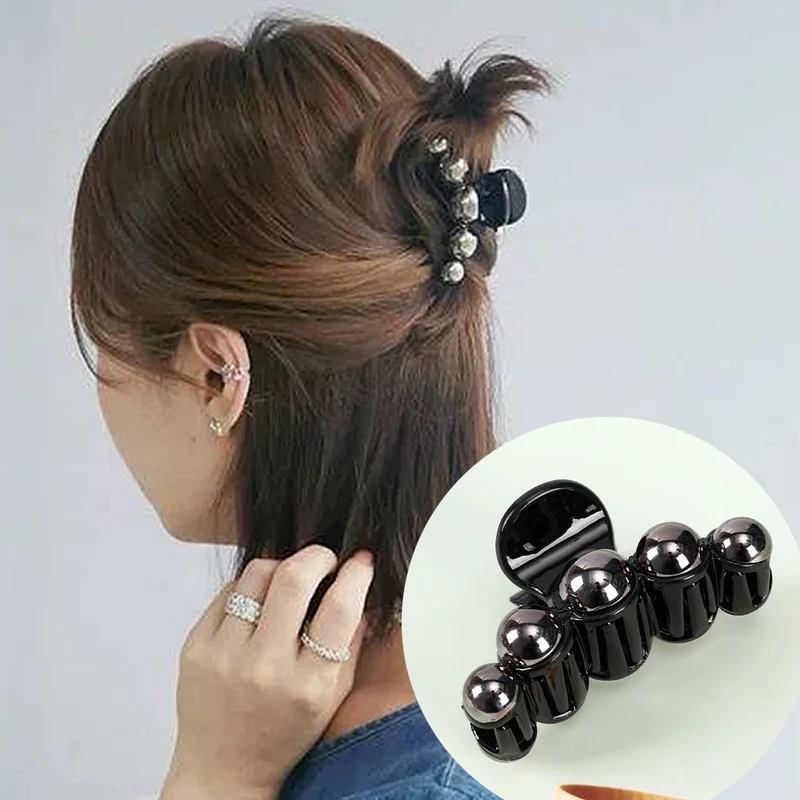 Damen Groß Perlen Haar Klauen Elegant Acryl Haarspange Hyperbole Haarklammer Neu