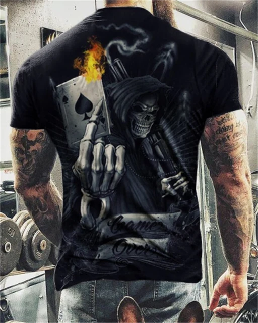 Fashion Herren Horror Skull 3D T-Shirt Rundhals Unisex Sommer Streetwear