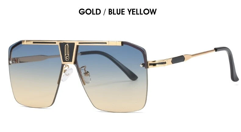Damen Designer Sonnenbrille Herren Quadratische Übergröße Gläser Vintage UV400