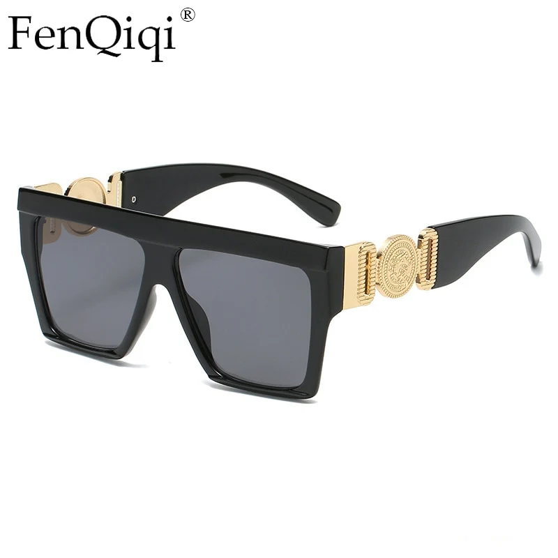 Designer Sonnenbrille Damen Herren Quadratische Übergröße Gläser Vintage UV400