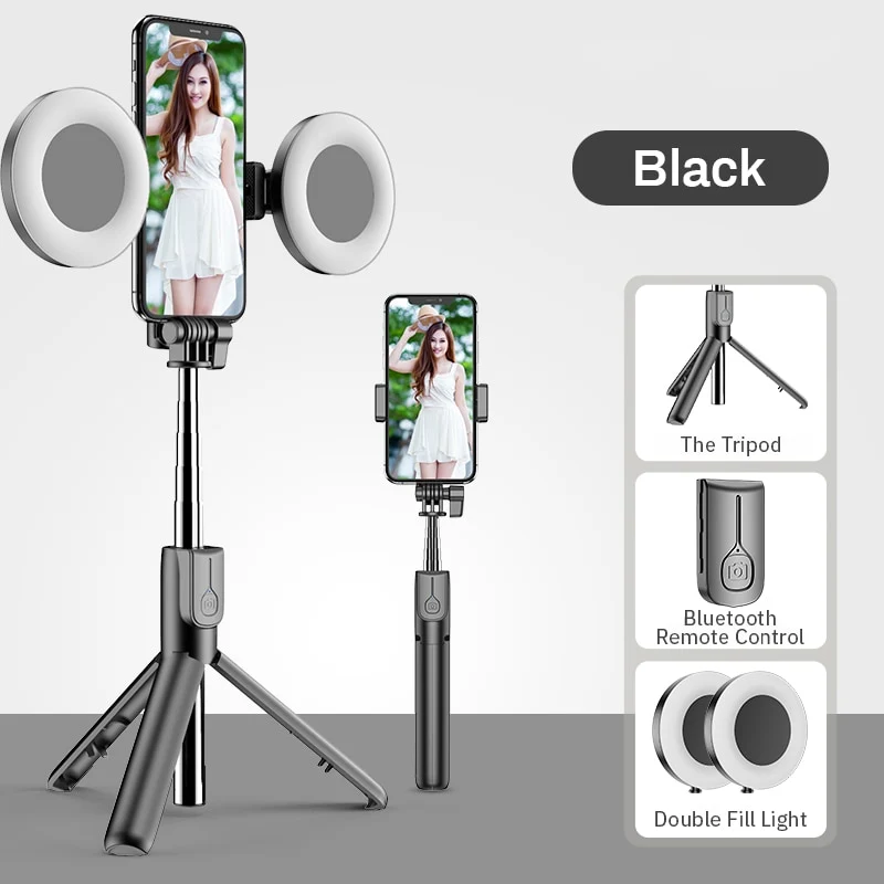 4 in 1 Wireless Bluetooth Selfie Stick faltbares Mini-Stativ mit LED-Ringlicht