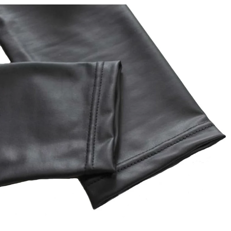 Damen Leggings Leggins Lang Hose Leder Optik Nachtclub Sexy PU Hohe Elastizität